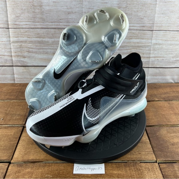 Nike Force Zoom Trout 7 Black White Baseball Cleats - Picture 6 of 8